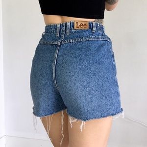 VINTAGE LEE Mom Jeans Cutoff Shorts High Waist